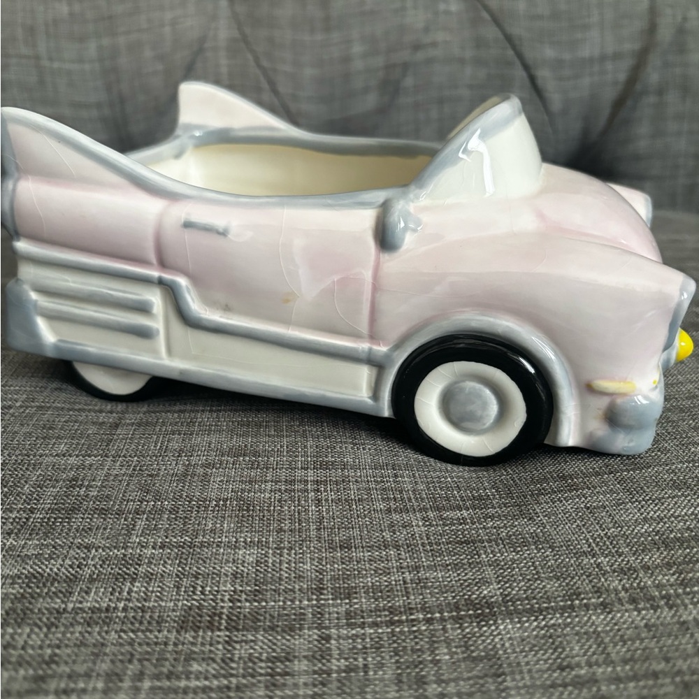 Vintage Pink Ceramic Car Planter